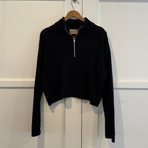 Urban Outfitters Black Ribbed Quarter-Zip Hoodie